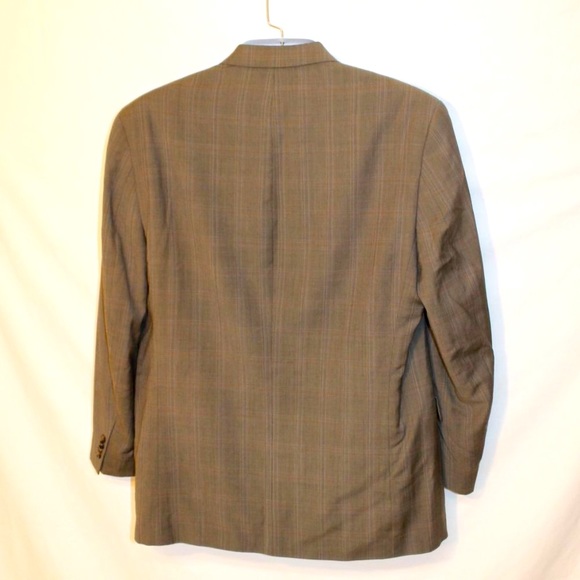 MEN BROWN PLAID MICHAEL KORS BLAZER PANTS SUIT SIZE 42R 100% WOOL ROLLED CUFFS - Picture 3 of 13